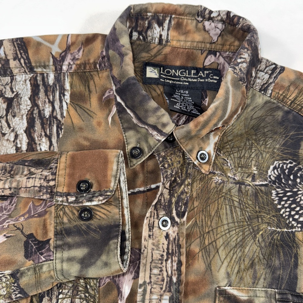 Longleaf Camo Men's L Rugged Long‎ Sleeve Button Up Shirt Hunting Outdoors